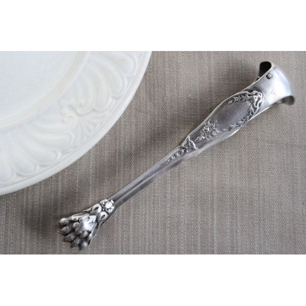 画像1: Silver sugar tongs