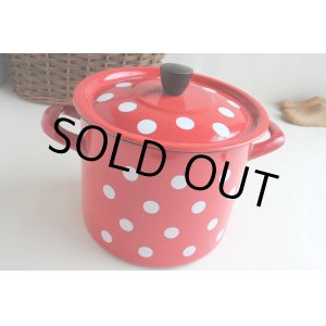 画像: Red&white dot pot