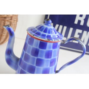 画像: Blue check coffee pot