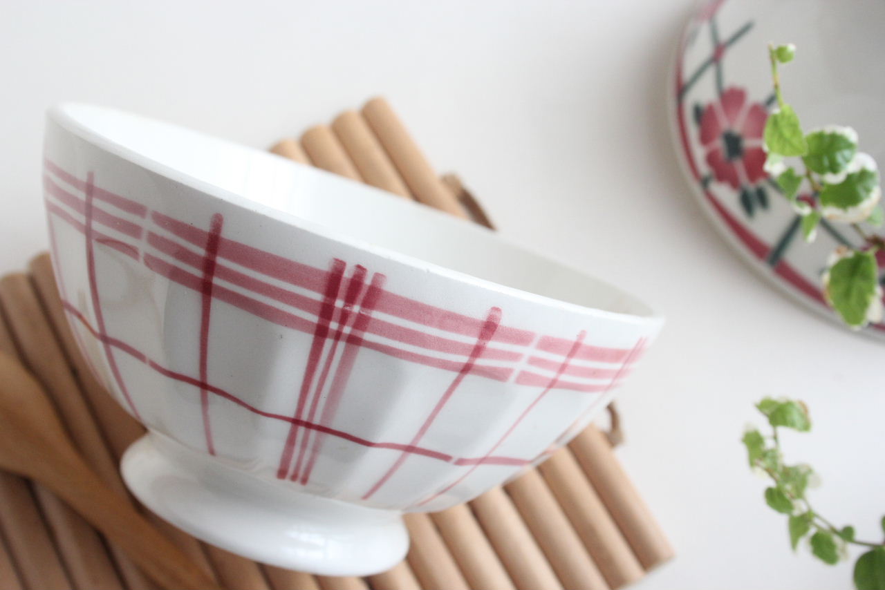 画像2: Red check bowl  (2)